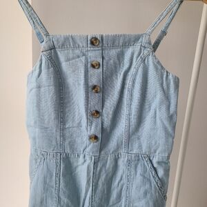 Light Blue Denim Wide Leg Overalls